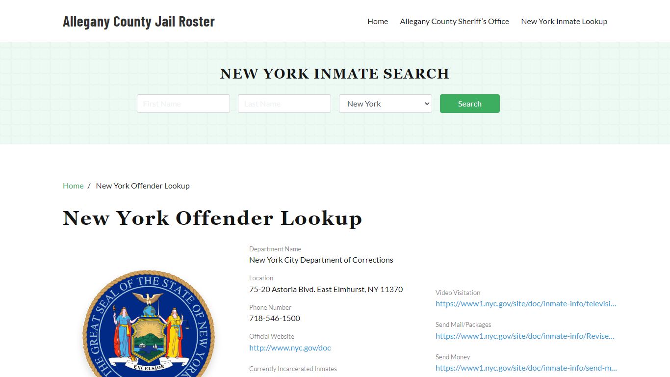 New York Inmate Search, Jail Rosters - Allegany County Jail